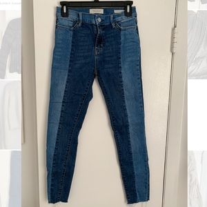 Two tone denim jeans